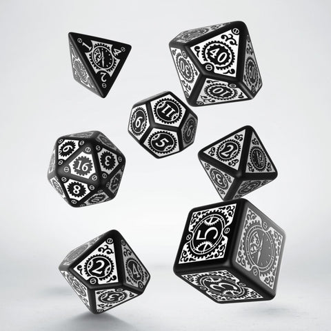 Steampunk Clockwork Black And White Dice Set Role Playing Games Q-Workshop NEW