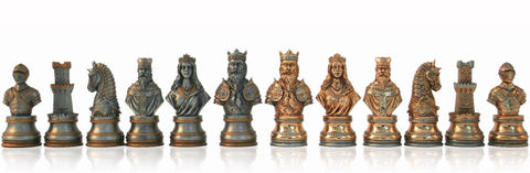 Medieval Pewter Chess Set, Handcrafted Walnut Board with Storage, Italfama