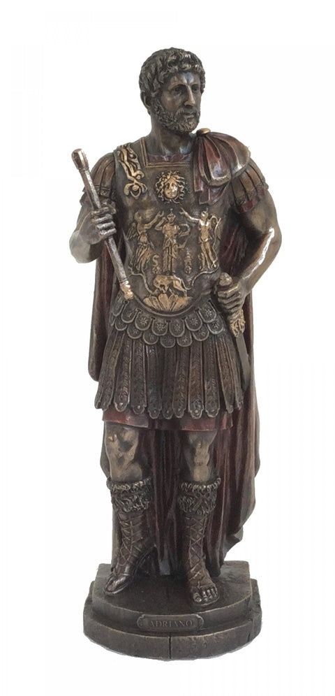 Hadrian Roman Emperor Statue 25cm Bronze-Finish Resin, Made in Italy Italfama