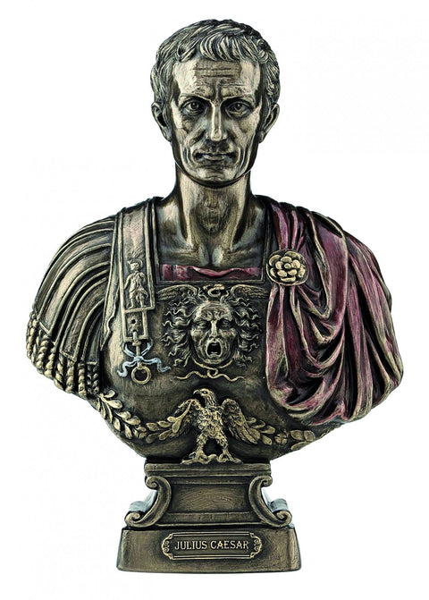 Roman Julius Caesar Bust 19cm Bronze Finish Resin, Made in Italy Italfama