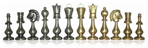 Italfama Brass Chess Pieces Set, Gold/Silver Plated, Handmade Italy, King 9.7cm