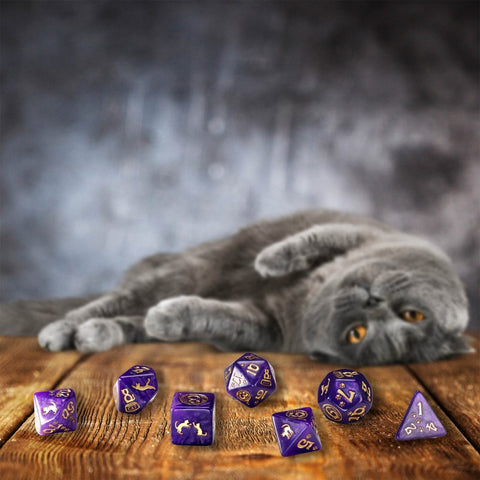 Cats Purrito Dice Set Shimmering Purple Gold Role Playing Games Q-Workshop NEW
