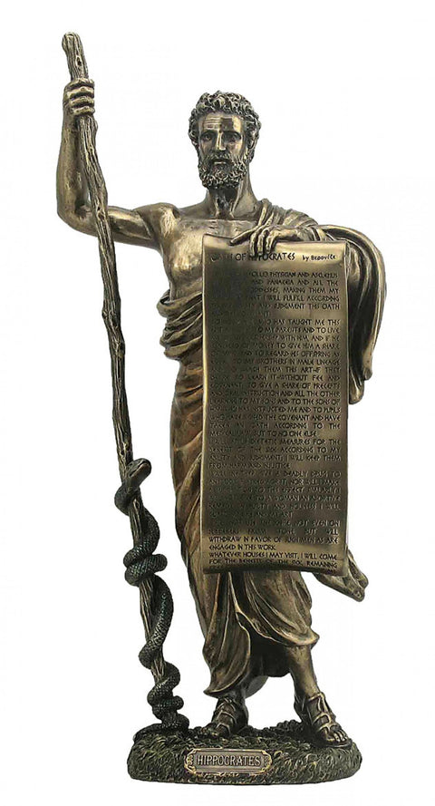 Hippocrates Statue 32cm Bronze-Finish Resin Figure, Made in Italy, Italfama