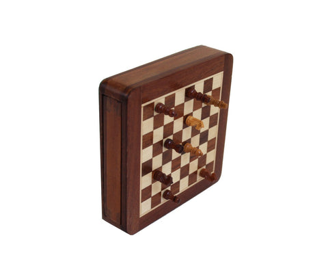Italfama Magnetic Solid Wood Travel Chess Set 13.5cm Board with Drawer Italy