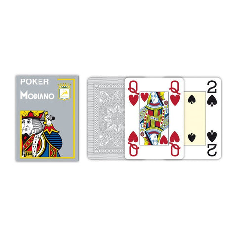 Modiano Poker Playing Cards Deck 4 Jumbo Index Large Grey Plastic Italy NEW