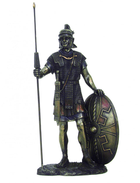 Roman Soldier Statue 35cm Bronze-Finish Resin, Handcrafted in Italy Italfama