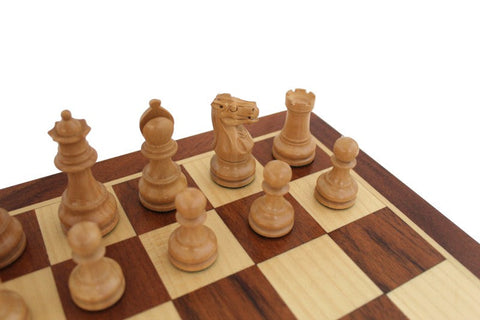 Handmade Mahogany Chess Set, Wooden Board 41x41cm, Drawer, Weighted, Italfama