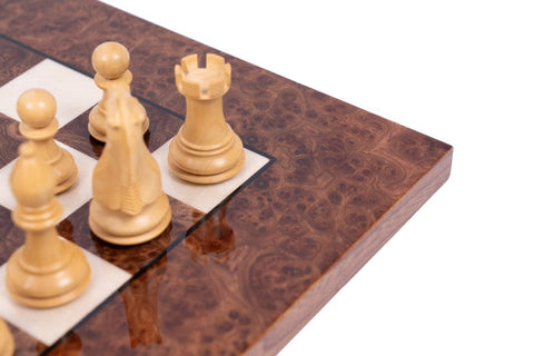 Italfama Handcrafted Wooden Chess Set, Elm Board, Weighted, Made in Italy