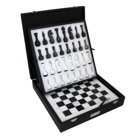 Italfama Marble Chess Set with Leather Case, 30cm Board, 7.5cm King