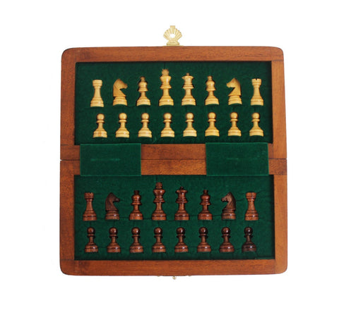 Italfama Magnetic Wooden Chess Set, Folding Travel Board 18.5cm, King 3.3cm