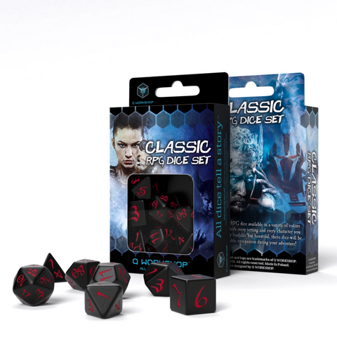 Classic Rpg Dice Set Black And Red Story Role Playing Games Q-Workshop NEW