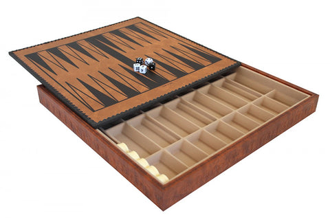Italfama Napoleon Chess Set Metal/Wood Faux Leather Board w/Storage + Checkers