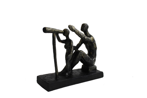 Father & Son Bronze Resin Statue Figurine, Italian Made, 21x7x18cm Italfama