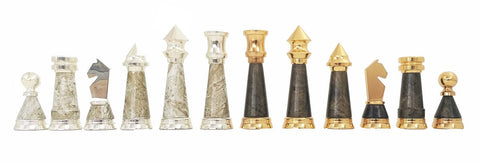 Italfama Brass & Wood Chess Pieces, Gold/Silver Plated, King 11cm, Italy