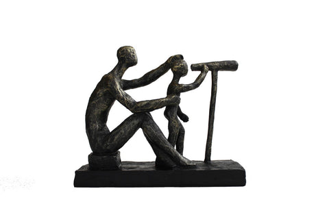 Father & Son Bronze Resin Statue Figurine, Italian Made, 21x7x18cm Italfama