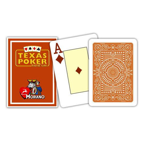 Texas Poker Hold Em Brown Playing Cards Deck Modiano Jumbo Index Poker Size NEW