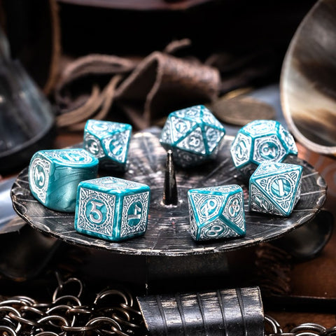 Viking Dice Set Mjolnir Green Silver Roleplaying Games Q-Workshop Dnd Rpg NEW