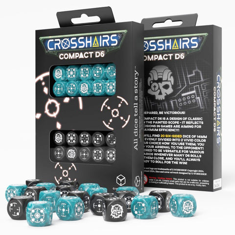 Crosshairs Compact D6 Dice Set Stormy & Black Rpg Dices Q-Workshop Stca04