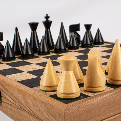 Natural cork Chessboard with wooden Box & elegant Chessmen
