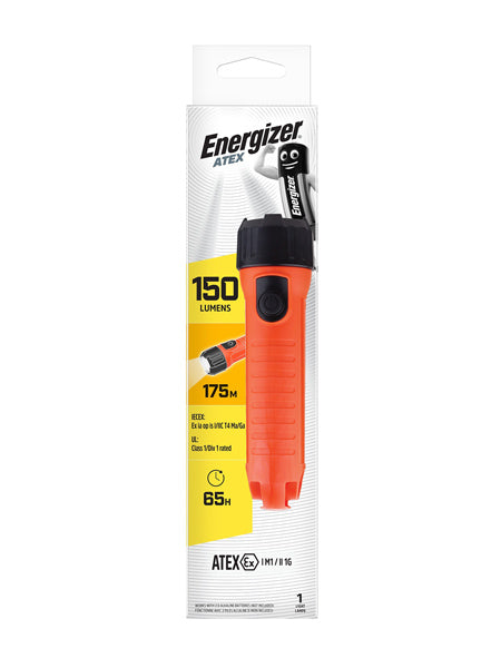Energizer Atex Flashlight 150 Lumens 2D Batteries Led 175M Orange Black NEW