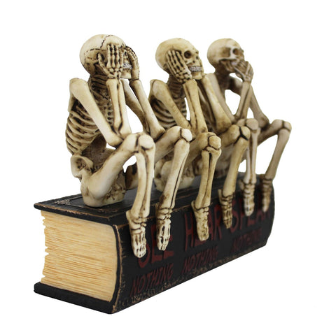 Three Wise Skeletons on Book Resin Statue, Hand-Painted, 12cm, Made in Italy