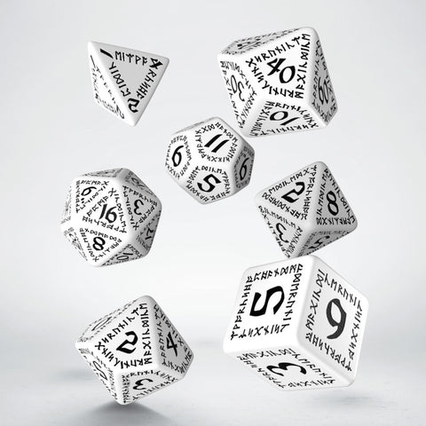 RUNIC WHITE AND BLACK DICE SET ROLE PLAYING GAMES Q-WORKSHOP DND RPG ROLL NEW