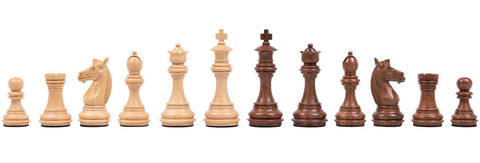 Mahogany Wooden Chess Pieces Set, Handcrafted Weighted, King 3.35", Italfama