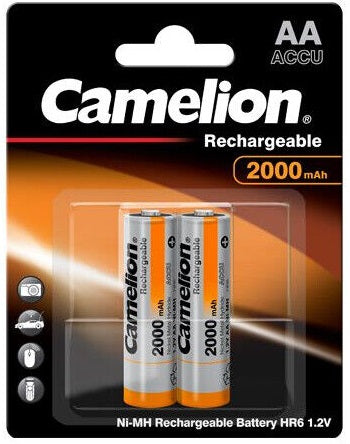 2 Camelion Aa Rechargeable Batteries Accu Hr6 2000Mah 1.2V 2Bl Nimh NEW