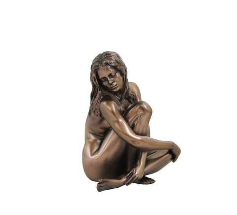 Elegant Italfama Bronze Resin Seated Nude Woman Figurine 12cm Handmade Italy