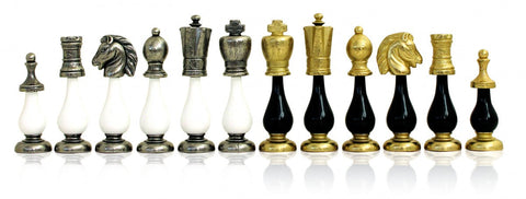 Italfama Metal & Wood Chess Pieces Set, Gold/Silver, King 10.3cm, Made in Italy