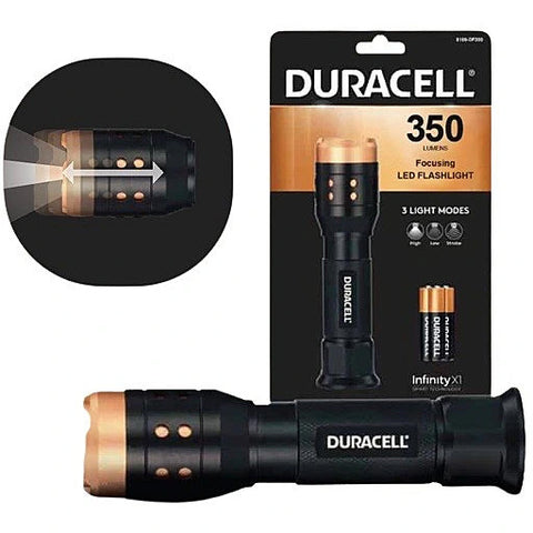 Duracell Aluminum Focusing Led Flashlight 350 Lumens + 3 Aaa Batteries Included