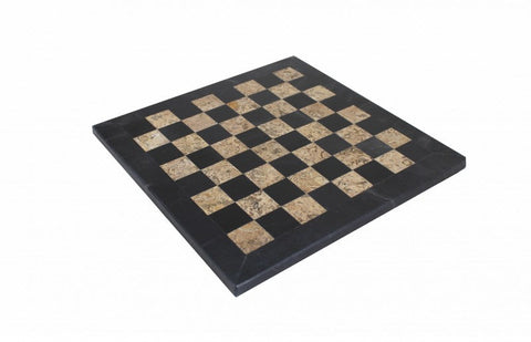 Handmade Marble Chess Set Black/Brown with Leather Case, 30cm Board, Italfama
