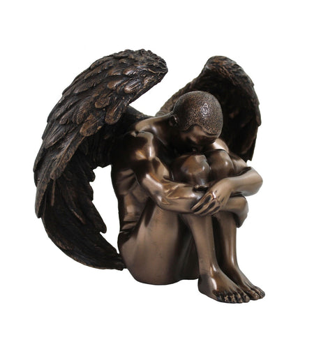 Winged Man Bronze Resin Statue Figurine, 15x12x14 cm, Made in Italy Italfama