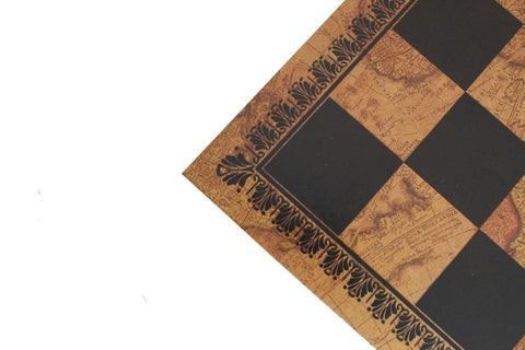 Italfama Faux Leather Chess Board, Antique Map Design, 45x45cm, 5cm Squares