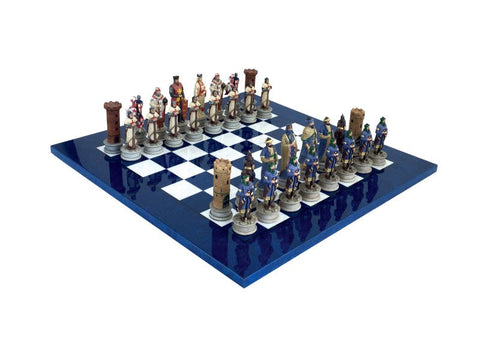 Italfama Crusaders vs Saracens Chess Set, Hand-Painted Resin, Wood Board 42cm