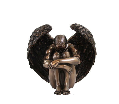Winged Man Bronze Resin Statue Figurine, 15x12x14 cm, Made in Italy Italfama