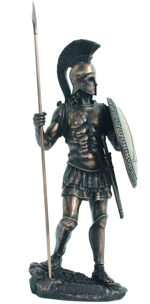 Spartan Warrior with Spear Statue, 36cm Resin Bronze Finish, Italfama Italy