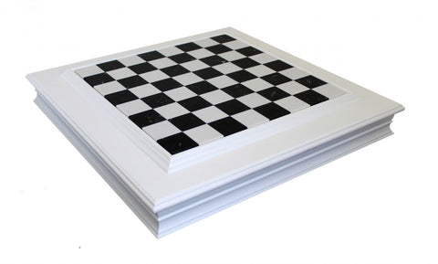 Italfama Italian White Marble-Top Wooden Chess Board with Storage, 50x50 cm
