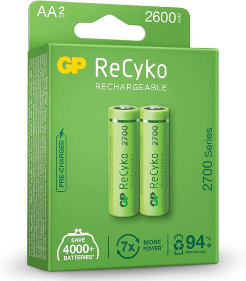 12 Gp Recyko + 2700 Rechargeable Aa Battery 2600Mah Hr6 270Aahcb Mn1500 1.2V NEW