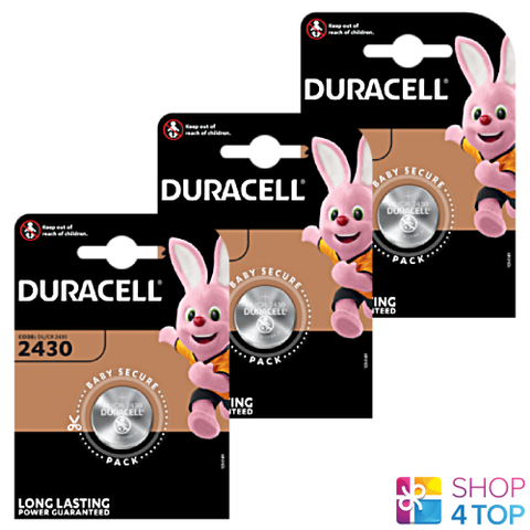 3 Duracell Cr2430 Lithium Batteries 3V Coin Cell Dl2430 Ecr2430 Exp 2033 NEW