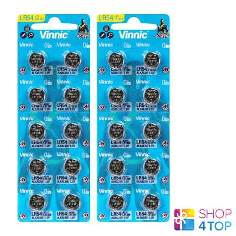 20 Vinnic 1131F Lr54 Ag10 Alkaline Batteries 1.5V Watch No Mercury 2028 NEW