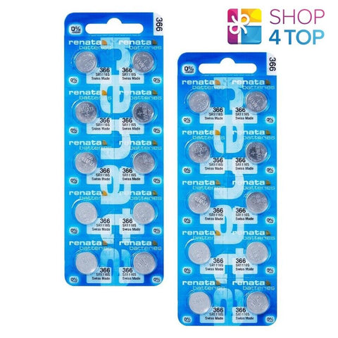 20 Renata 366 Silver Oxide Batteries Sr1116Sw Coin Cell 1.55V 10Bl NEW