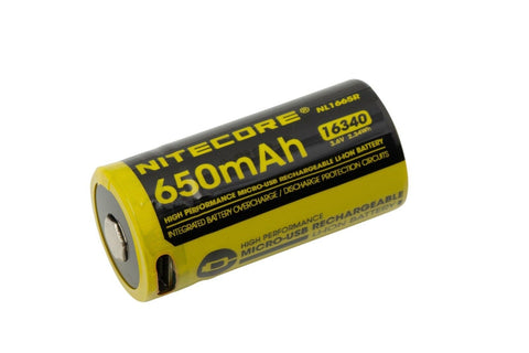 Nitecore Rechargeable Battery Nl1665R 16340 Micro USb 3.6V 650 Mah 2.34Wh Li-Ion