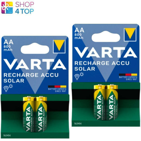 4 Varta Recharge Accu Solar Aa Batteries Lr6 800Mah Nimh Hr6 1.2V Mignon 2Bl NEW