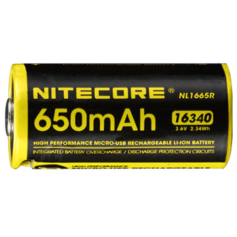 Nitecore Rechargeable Battery Nl1665R 16340 Micro USb 3.6V 650 Mah 2.34Wh Li-Ion