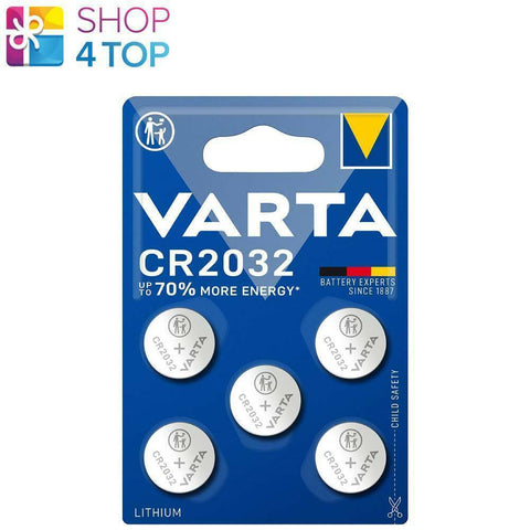 5 Varta Cr2032 Lithium Coin Cell Batteries 3V 2032 No Mercury Exp 2033 5Bl NEW