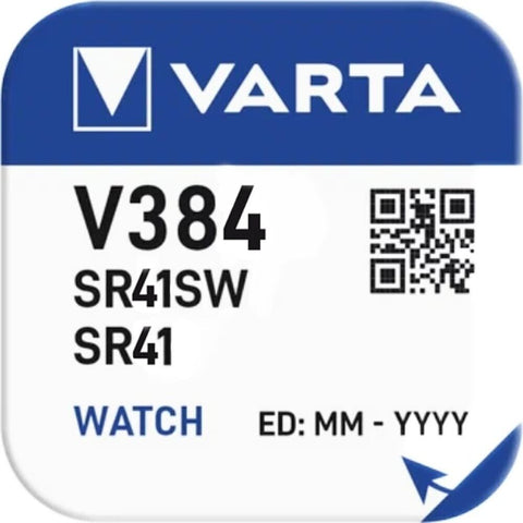 5 Varta 384 Sr41 Battery Silver 1.55V Coin Button Cell Watch 09