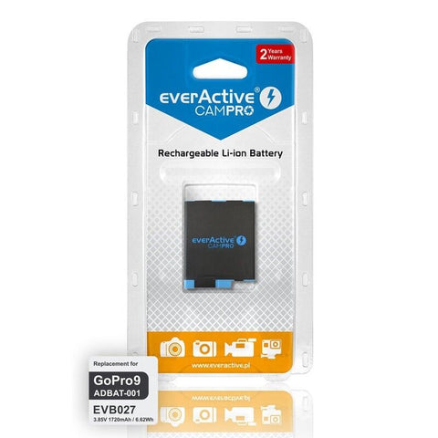 Everactive Campro Gopro9 Battery Rechargeable Li-Ion 3.85V Adbat-001 Evb027