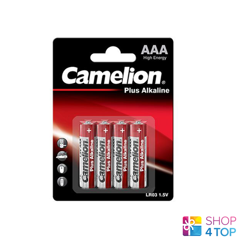 4 Camelion Aaa Plus Alkaline Batteries Lr03 Mn2400 Am4 E92 1.5V 4Bl NEW