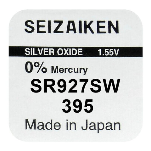 2 Seiko Seizaiken Watch Batteries 395 Sr927Sw Sr57 Silver Oxide 1.55V 2026 NEW